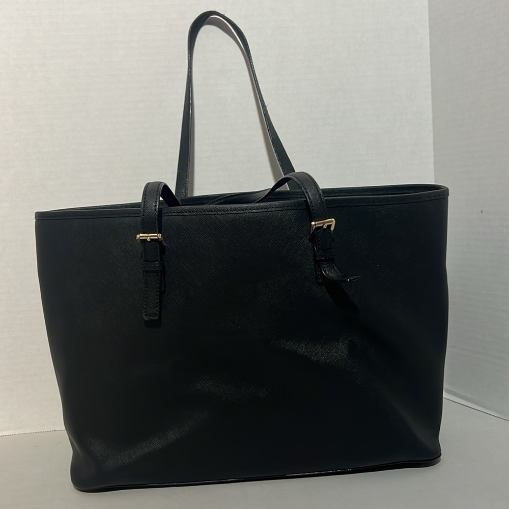 Michael Kors Black Saffiano Large Tote with Gold Accents Size: 11X18 - Picture 6 of 15